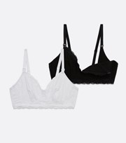 New Look Maternity 2 Pack White and Black Lace Nursing Bras